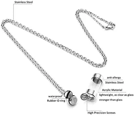 Vista 5 de Zysta Acrylic Cylinder Urn Necklaces for Ashes Clear Glass Tube Vial Creamation Necklace Ash Urns Locket Pendant Keepsake Memorial Jewelry