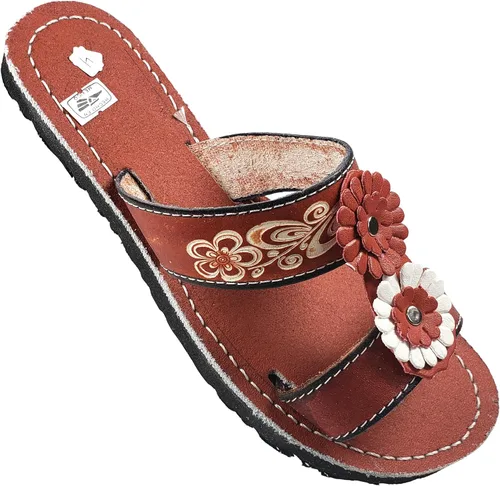 Vista 5 de Sandalias Mexicanas de Piel para Mujer Huarache de Piel Hecho en México