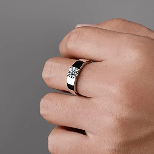 Vista 5 de Anillos de moissanita de 4 puntas para hombre 1 quilate de 0256in solitario de moissanita anillo de promesa de cumpleaños para hombre plata de ley