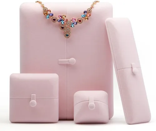 Vista 3 de Oirlv Caja de anillo de terciopelo rosa para propuesta, compromiso, caja de regalo de anillo lindo de boda
