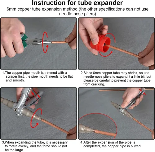 Vista 7 de Pomya Cortadores y dobladores de tubos de cobre expansor de tubo de acero inoxidable manual herramienta de expansión manual para aire acondicionado