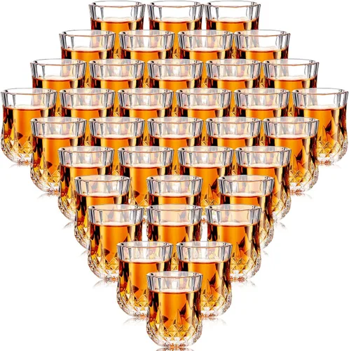 Vista 10 de Meanplan Juego de mini vasos de chupito de 1.7 onzas, vasos de degustación, base pesada, taza de chupito transparente, lindas tazas de vino Cordial