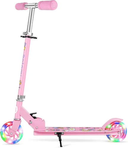 Vista 11 de BELEEV V1 Patinetas para niños, patineta plegable de 2 ruedas para niños y niñas, 3 alturas ajustables, ruedas iluminadas, patineta ligera