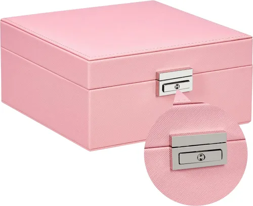 Vista 7 de BEWISHOME Joyero para niñas y mujeres, caja organizadora de joyas, regalos del día de San Valentín para mujeres y mujeres, caja de almacenamiento