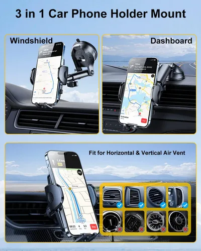 Vista 6 de Rorhxia Soporte para teléfono 3 en 1 para coche [Ventosa más estable y flexible 2025] Soporte para teléfono celular para salpicadero, parabrisas