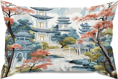 Vista 55 de ArogGeld Funda de almohada blanca con flores chinoiserie, funda de almohada para sofá, diseño floral verde y blanco, funda de almohada de lino A-12