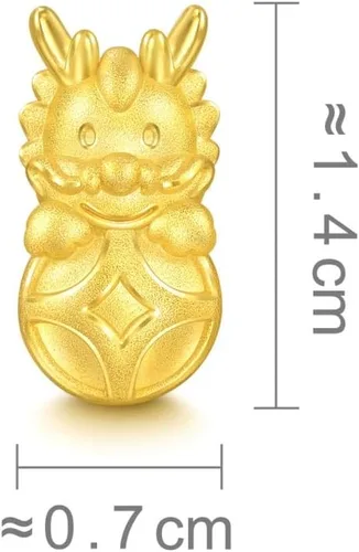 Vista 6 de CHOW SANG SANG 999 24K oro sólido mini encanto dragón de la suerte con moneda pulsera para mujer 94299C, Metal