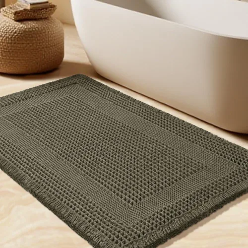 Vista 25 de Tapete de baño con diseño de gofre, moderno, bohemio, absorbente, antideslizante, ultrasuave, lavable a máquina, con letra de baño, dormitorio
