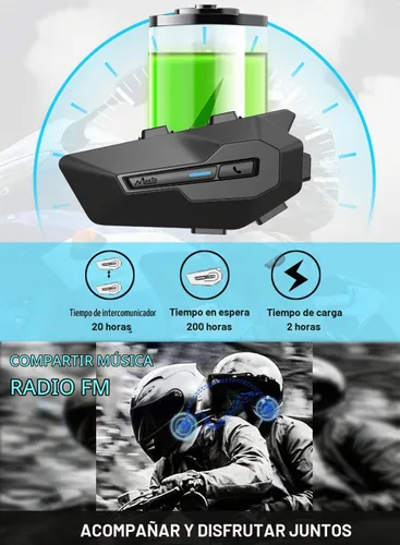 Vista 5 de MAXTO Auriculares Bluetooth X2 para motocicleta, intercomunicador de 2