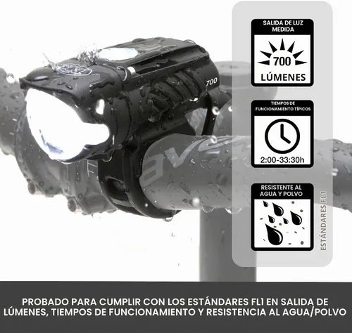 Vista 2 de NiteRider Swift - Luz delantera LED recargable USB-C de 700 lúmenes, 5 modos, compacta, potente, lúmenes, IP64, impermeable, fácil montaje, control