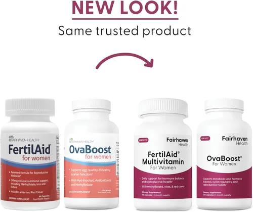 Vista 8 de FertilAid para mujeres y Ovaboost Combo, suplemento de fertilidad femenina y vitamina de fertilidad natural con mio-inositol, vitex y vitaminas