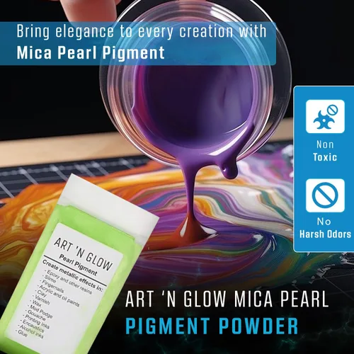 Vista 5 de Art 'N Glow Pigmento en polvo de perla de mica, 0.88 onzas, pigmento de perla fina para resina epoxi, gran opción para creativos, pinturas