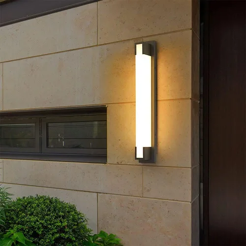 Vista 3 de Aplique de pared LED para exteriores, lámpara de pared de tira lineal, decoración exterior e interior, accesorios de iluminación de pared para 3000k