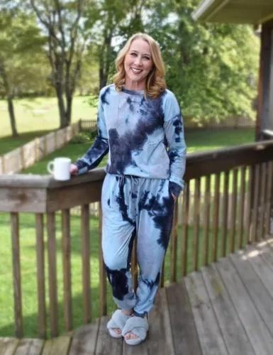 Vista 3 de WFTBDREAM - Sudadera para mujer 2 piezas Tie Dye manga larga Pullover Lounge Sets