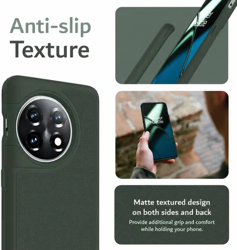 Vista 3 de TUDIA DualShield Grip - Funda protectora para OnePlus 11 5G (2023), MergeGrip, de doble capa, a prueba de golpes, delgada, de grado militar, Verde