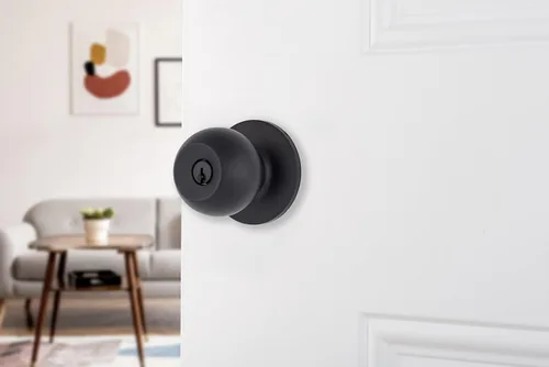 Vista 2 de BRINKS Pomo de Puerta de Entrada con Llave Transicional - Juego de Cerradura de Puerta Exterior Negro Mate, se Combina Perfectamente