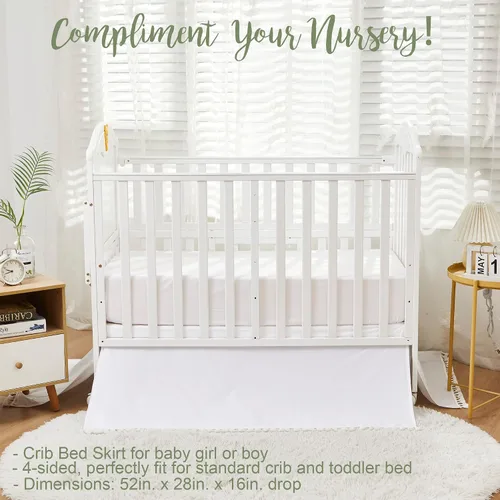 Vista 6 de Brandream Juego de ropa de cama de 3 piezas para cuna de bebé, color blanco sólido, 100% algodón, tejido de gofre, de coco, elegante, unisex