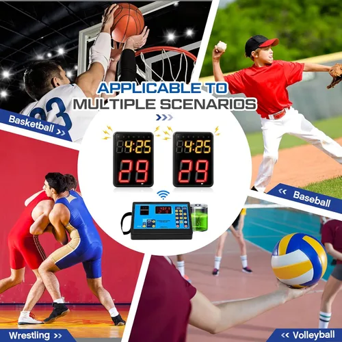 Vista 7 de Suzile Reloj de disparo de baloncesto de 2 unidades con controlador, temporizador de cuenta regresiva de 24 segundos, reloj de disparo portátil