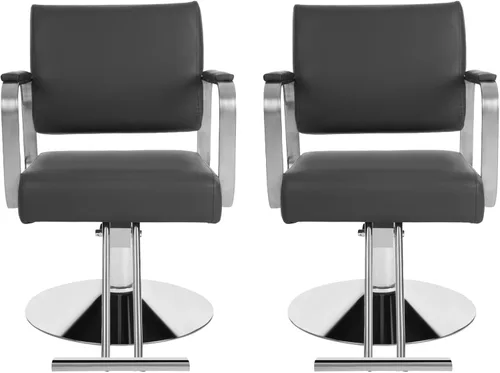 Vista 9 de Silla de salón para estilista, silla de peluquería hidráulica con giro de 360°, silla de estilo ajustable en altura para peluquería, salón de Negro