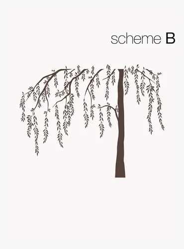 Vista 3 de Calcomanía de árbol de sauce llorón frondoso (esquema B, 96 pulgadas)