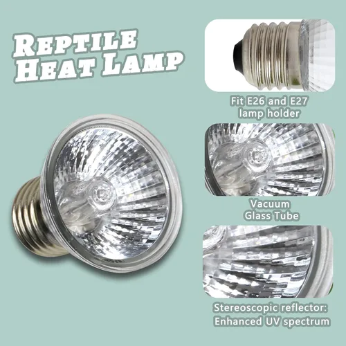 Vista 3 de LUCKY HERP Paquete de 4 bombillas de luz para reptiles UVA UVB de 25W, bombillas de lámpara de calor para reptiles y anfibios, bombilla de luz