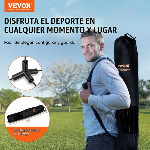 Vista 2 de VEVOR Badminton Net, Height Adjustable Volleyball Net, Wide Foldable Pickleball Net, Portable Easy Setup Tennis Net Set with Poles, Stand and Carry