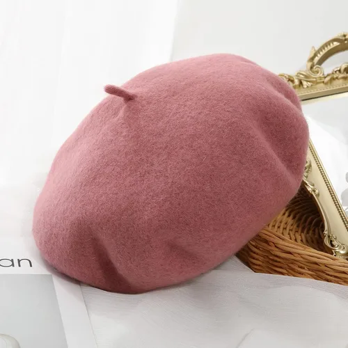 Vista 27 de Boina de lana francesa para mujer, gorra de invierno clásica de color sólido