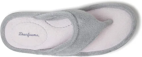 Vista 8 de Pantuflas Dearfoams Melanie de microfibra, con color combinado, con tira, para mujer