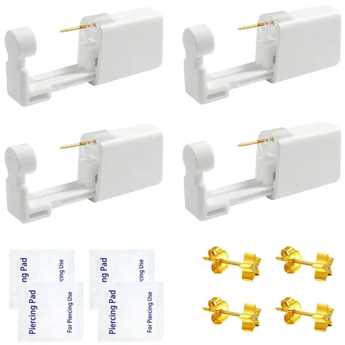 Vista 11 de Kit de piercing de oreja desechable con aretes de circonita de varios tamaños, kit fácil de perforar la oreja para su propio uso en casa