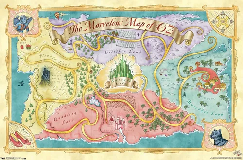 Vista 9 de The Wizard Of Oz - Póster de pared de mapa, 22.4 pulgadas de largo x 14.7 pulgadas de ancho, versión enmarcada de madera de granero