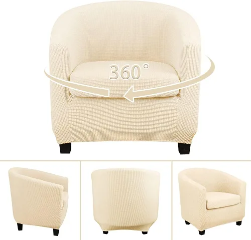 Vista 2 de Lellen Funda para silla de club con funda de cojín de asiento, fundas de sofá, fundas redondas para silla de bañera, funda protectora de sillón