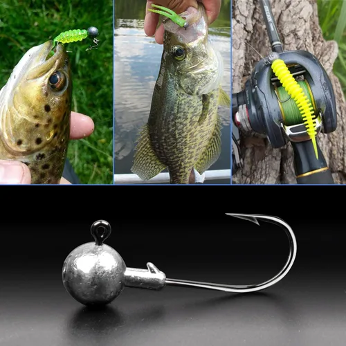Vista 9 de Jig Heads anzuelos de pesca para Crappie Jigs sin pintar, bolas redondas, afilados, anzuelos de pesca para lubina, trucha, crappie, lucioperca, agua
