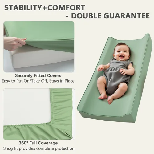 Vista 5 de Funda de cuero vegano para cambiador, 31 x 16 pulgadas, impermeable, lavable, extragruesa, portátil y antideslizante alfombrilla de pañales, se