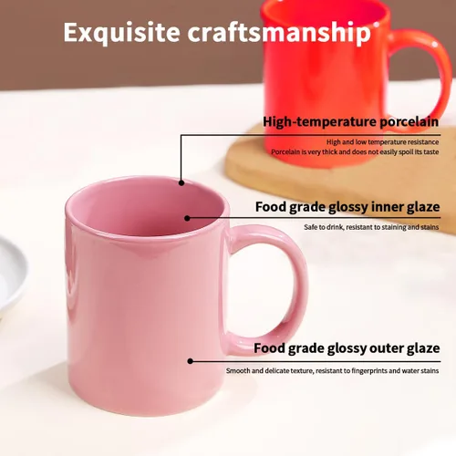 Vista 4 de Evanda Juego de 6 tazas de café de 12 onzas, tazas de cerámica con asa para café con leche, té caliente, capuchino, moca, cacao, leche, aptas