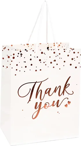 Vista 8 de PAICUIKE 20 bolsas de regalo negras y doradas con asas, tamaño mediano, bolsas de agradecimiento a granel para bodas, fiestas y pequeñas empresas