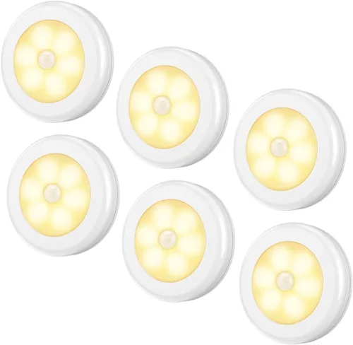 Vista 9 de AMIR Luz con sensor de movimiento mejorada de 3.15 pulgadas para interiores, inalámbrica, funciona con pilas, luces LED nocturnas adhesivas