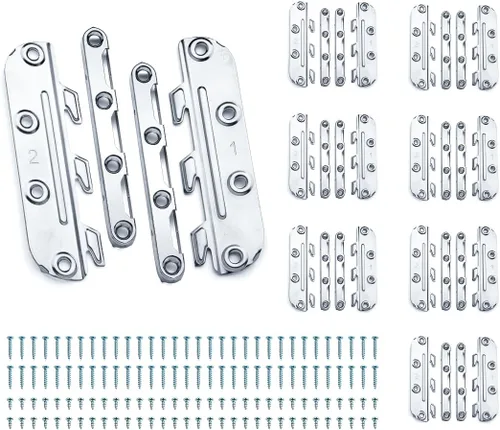 Vista 11 de Soportes para riel de cama montados en superficie POWERTEC 4 piezas, herrajes para armazón de cama con tornillos de montaje para armazón
