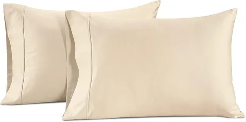 Vista 15 de Lane Linen Juego de 2 fundas de almohada 100 % de algodón, tamaño estándar, se adapta a almohadas estándar y Queen, fundas de almohada lujosas