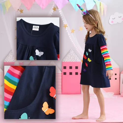 Vista 2 de VIKITA - Vestidos de invierno para niñas, de manga larga, ropa escolar para niñas de 2 a 12 años Alh5805