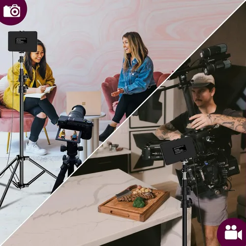 Vista 5 de Kit de Iluminación para Fotografía Luz de Video LED Regulable 5600K USB para Estudio de Video y Transmisión con Soporte de Trípode Ajustable y 9*