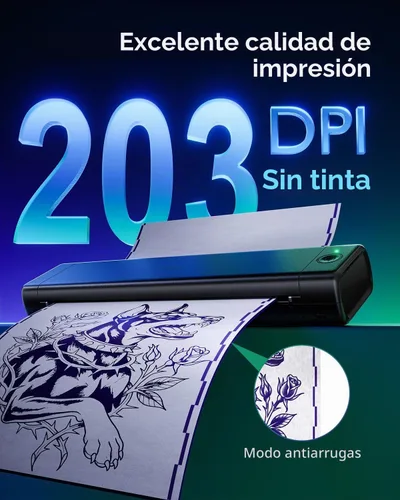 Vista 3 de Phomemo Impresora de plantillas de tatuaje M08F, Bluetooth, con papel de Negro