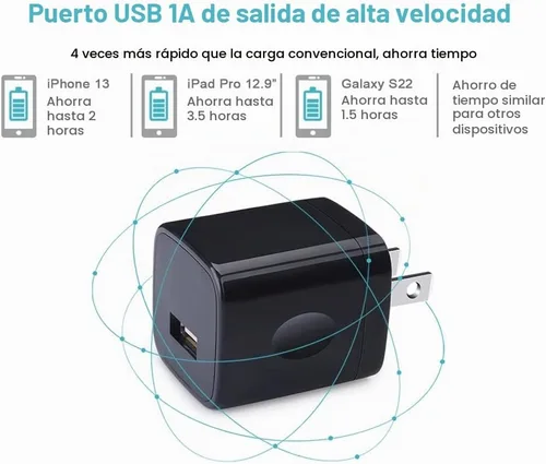 Vista 2 de Cargador de pared USB, bloque de carga, paquete de 3 cajas de cubo de carga de 1A/5V, enchufe de cargador USB de un solo puerto para iPhone 17e 17