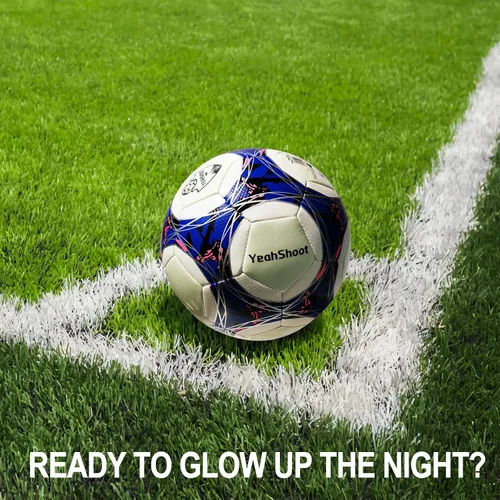 Vista 5 de Balón de fútbol que brilla en la oscuridad tamaño 5 con bomba de luz para adolescentes y adultos, regalos de fútbol