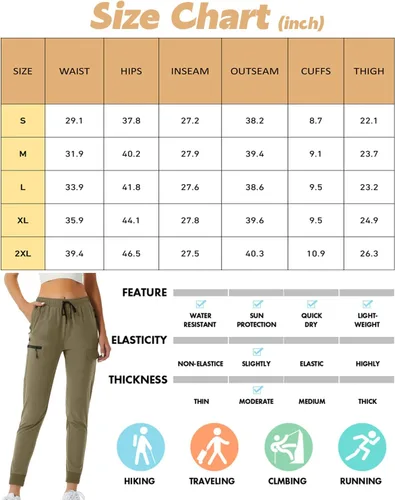 Vista 6 de Pantalones deportivos versátiles de senderismo para mujer, de secado rápido, con bolsillos tipo cargo, para atletismo, entrenamiento, ropa