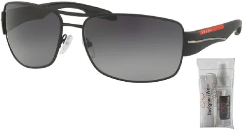 Vista 2 de Prada PS53NS - Gafas de sol rectangulares para hombre, incluye kit de cuidado de gafas
