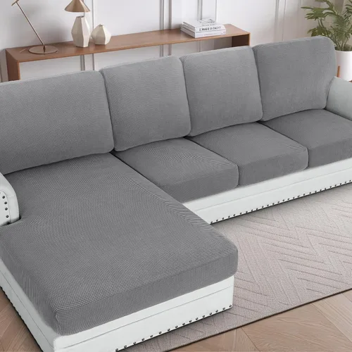 Vista 22 de H.Versailtex - Funda de sofá seccional de 1 pieza, funda deslizante para chaise con forma de L, funda de cojín separada para sofá seccional tanto