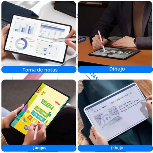 Vista 7 de Lápices stylus para pantallas táctiles, lápiz universal de punta fina para iPad con adsorción magnética, compatible con Blanco