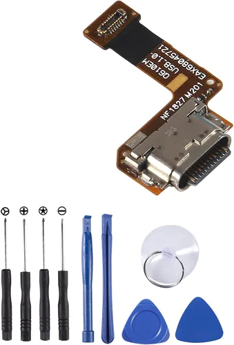 Vista 9 de Reemplazo del puerto de carga del conector de base USB con cable flexible de micrófono compatible con LG G7 ThinQ (versión de EE. UU.) G710VM