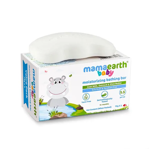 Vista 3 de MAMAEARTH Barra de baño para bebés con leche de cabra, avena y manteca de karité, 2 x 2.65 oz Formulado con leche de cabra, avena y manteca