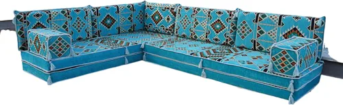 Vista 12 de arabicsofa Juego de sofás árabes tradicionales en forma de L - Sofás seccionales marroquíes - Asientos Majlis orientales para sala de estar
